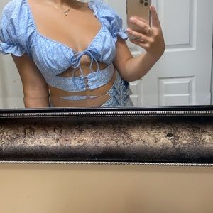 Blue crop top with cutout